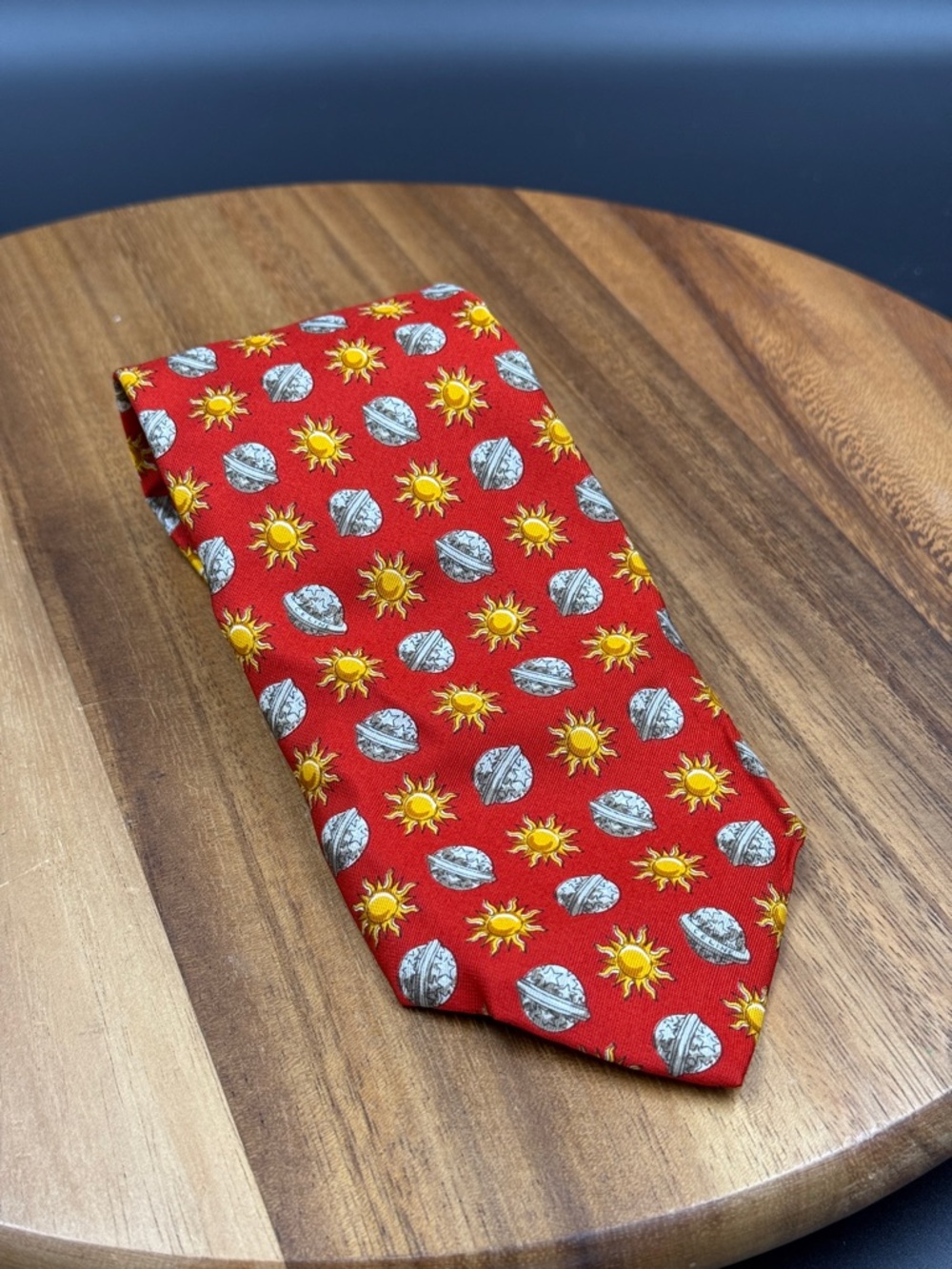 CELINE Paris Neck Tie Mens Necktie Luxury Suit Dress Gold celestial sun moon